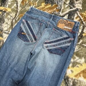 Y2K Baggy Akademiks Blue Denim Embroidered Jeans Y2K Baggy Embroidered Jeans